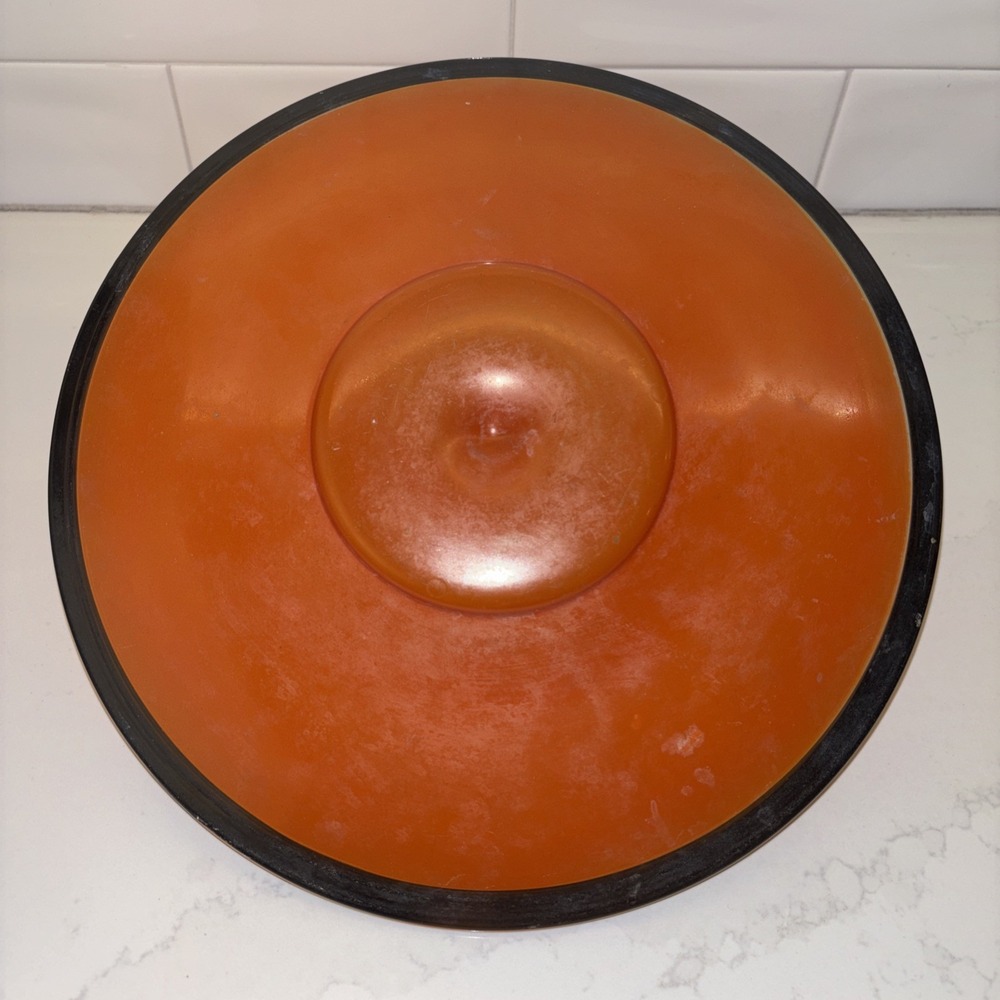 MCM Art Deco Orange & Black Catch All Trinket Tray Or Halloween Candy Holder - Picture 4 of 8